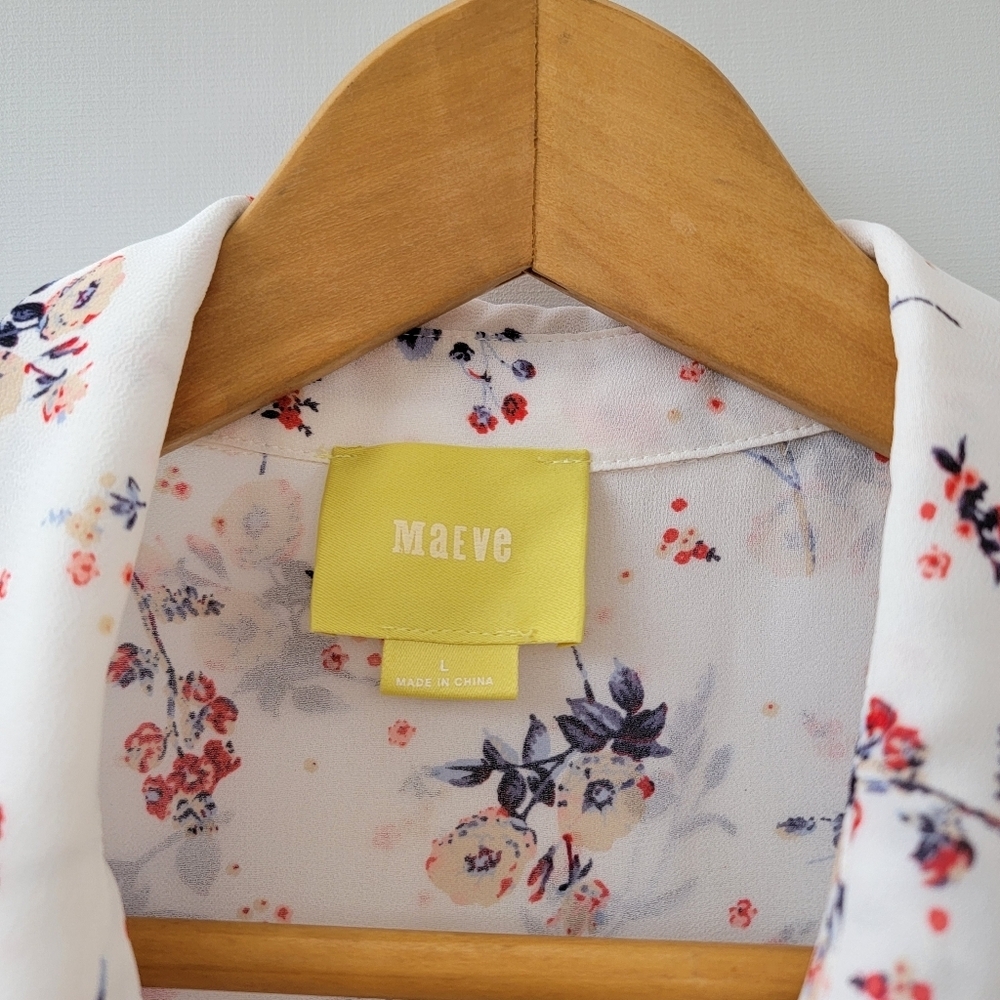 Anthropologie Maeve Dellaroe Floral Blouse Size Large Cottsgecore Ditzy Neutral - Picture 10 of 16